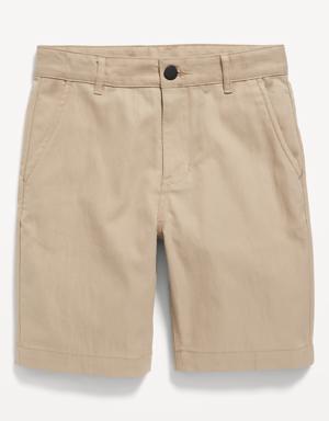 Straight Built-In Flex Tech Twill Uniform Shorts for Boys (At Knee) beige
