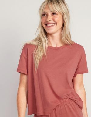 Old Navy Sunday Sleep Cropped Lounge T-Shirt for Women red