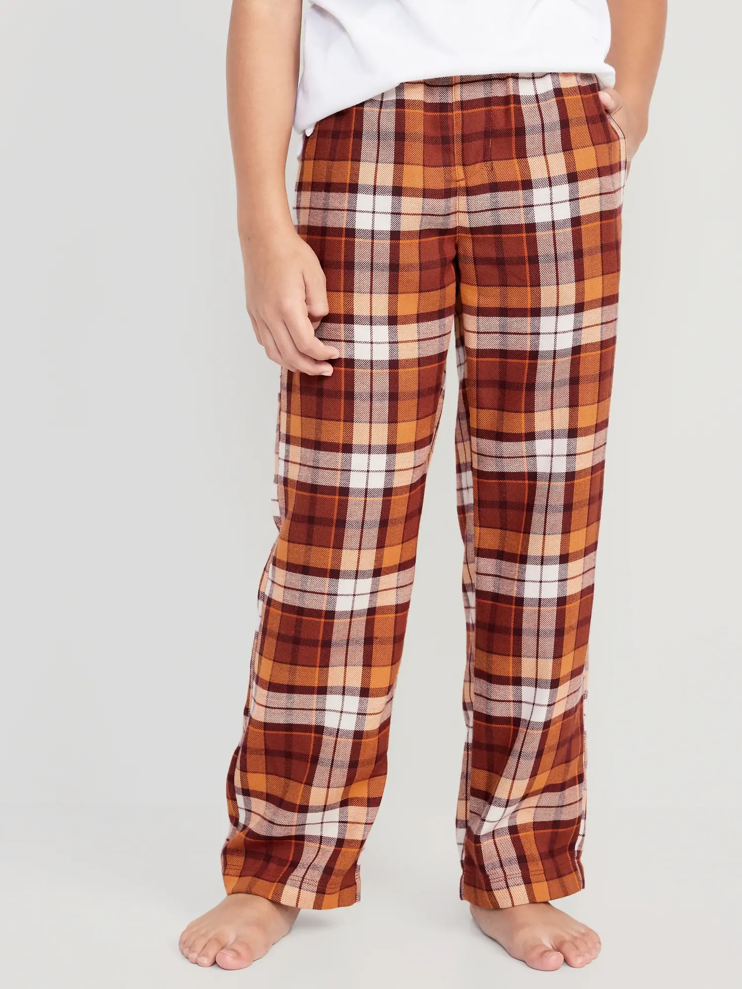 Old Navy Straight Printed Flannel Pajama Pants for Boys orange. 1