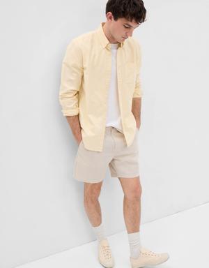 7" Linen-Cotton Shorts gray
