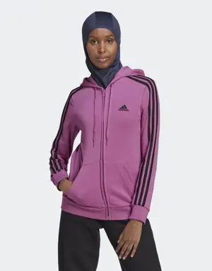 Essentials French Terry 3-Stripes Full-Zip Hoodie