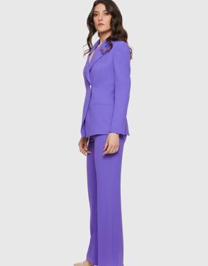 Double Breasted Closure Purple Crepe Suit