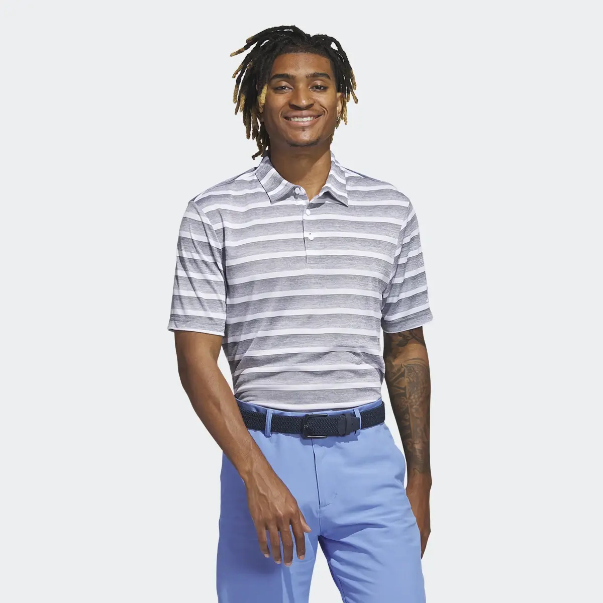 Adidas Two-Color Striped Polo Shirt. 2