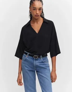 Double shirt-collar blouse