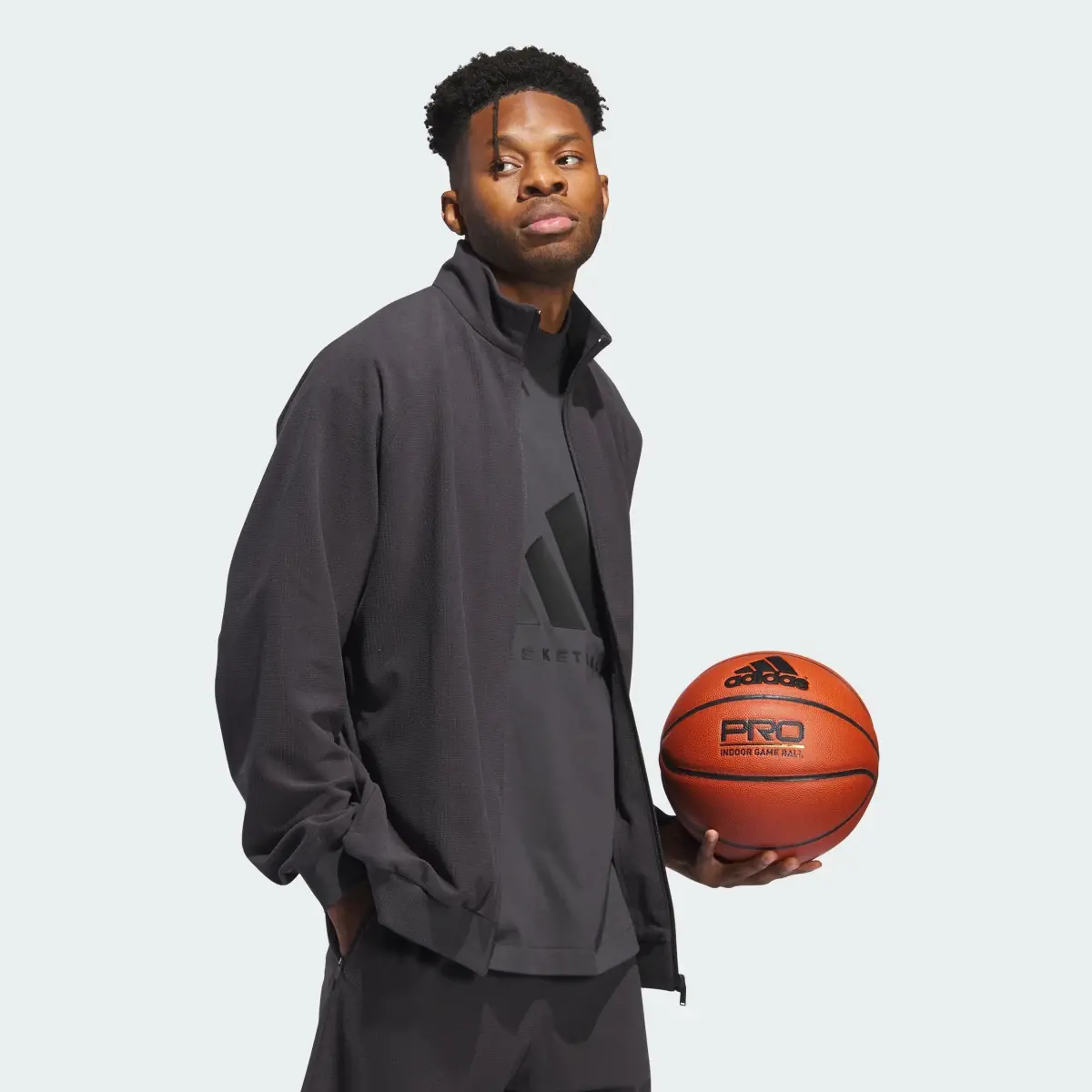 Adidas Basketball Brushed Track Jacket. 3