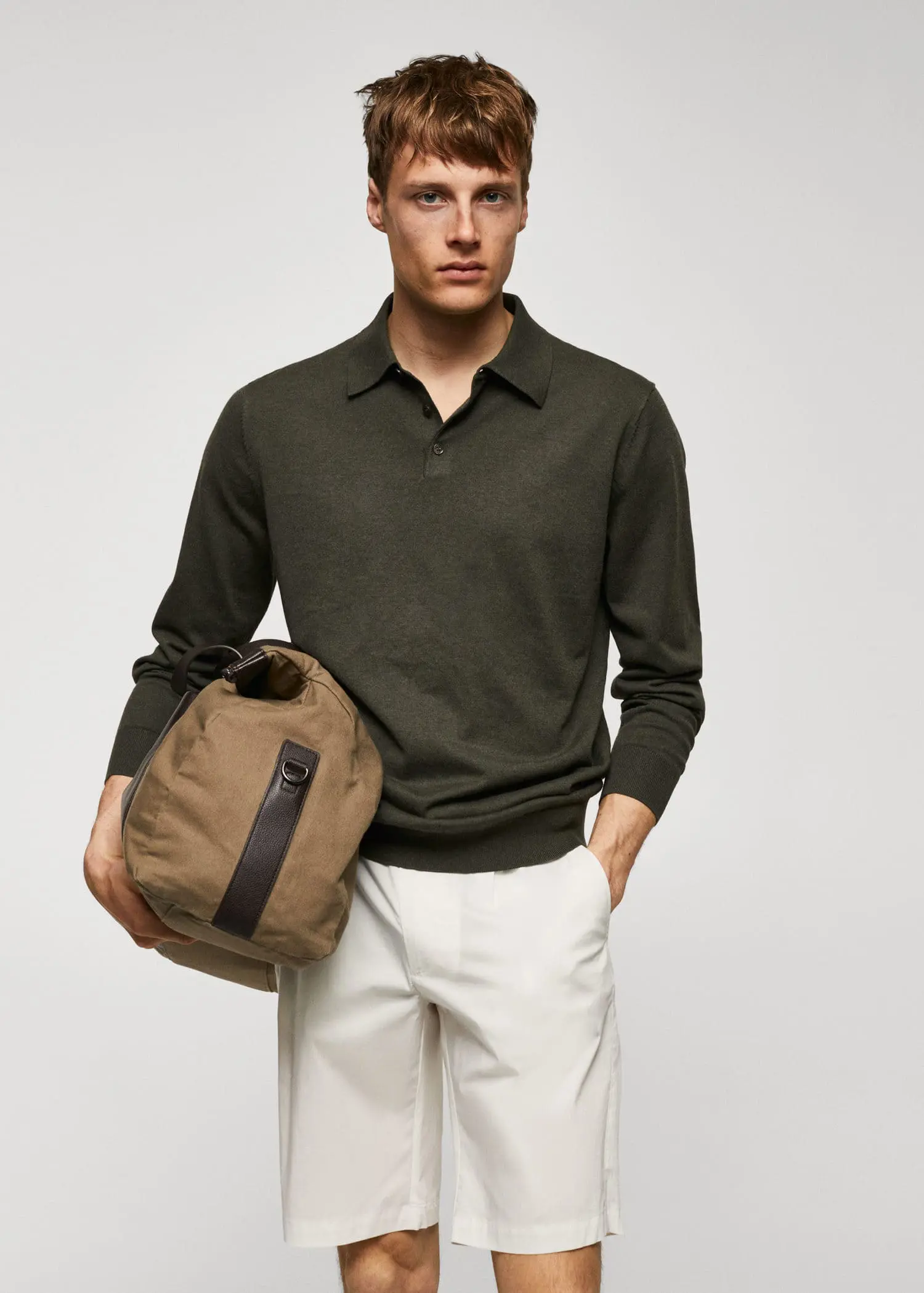 Mango Long-sleeved cotton jersey polo shirt. 1