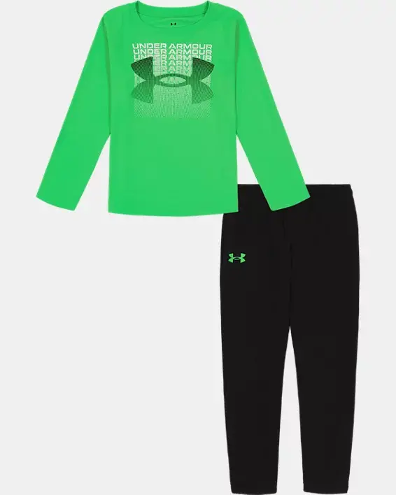 Under Armour Infant Boys' UA Fader Block Logo Long Sleeve & Joggers Set. 2