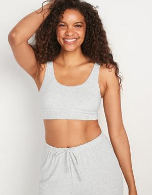 Old Navy Sunday Sleep Rib-Knit Smocked Bralette Top for Women gray