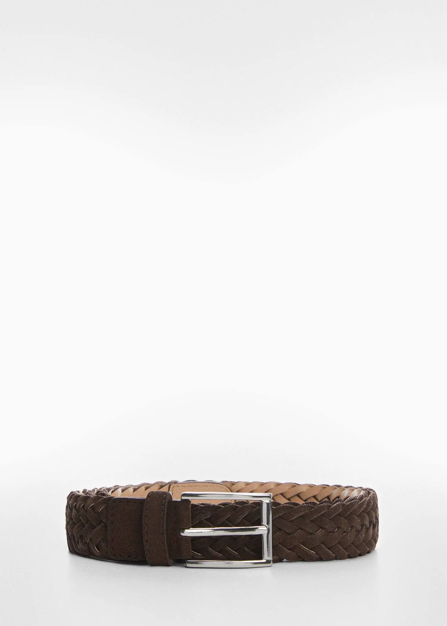 Mango Braided suede belt. a close up of a belt on a white background 