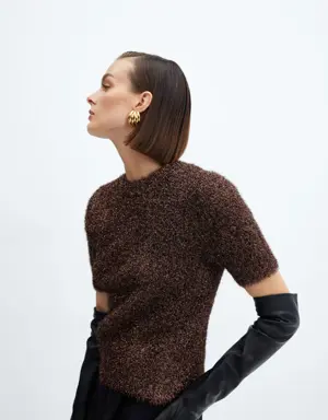 Short-sleeved lurex sweater