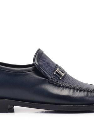 Lacivert Klasik Loafer Kösele Erkek Ayakkabı -11613-