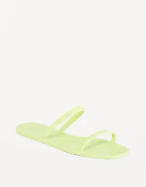 Shiny-Jelly Slide Sandals for Women green