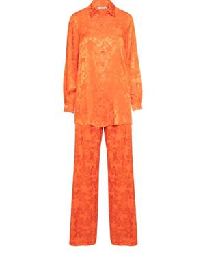 Orange Suit with Jacquard Drape