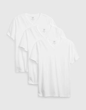 Gap Organic Cotton Standard V-Neck T-Shirt (3-Pack) white