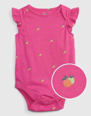 Baby 100% Organic Cotton Mix and Match Flutter Graphic Bodysuit pink