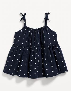 Tie-Shoulder Printed Swing Top for Toddler Girls blue