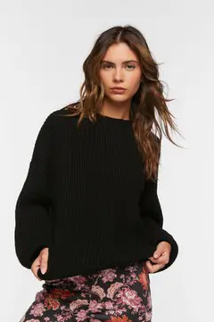 Forever 21 Forever 21 Purl Knit Drop Sleeve Sweater Black. 2