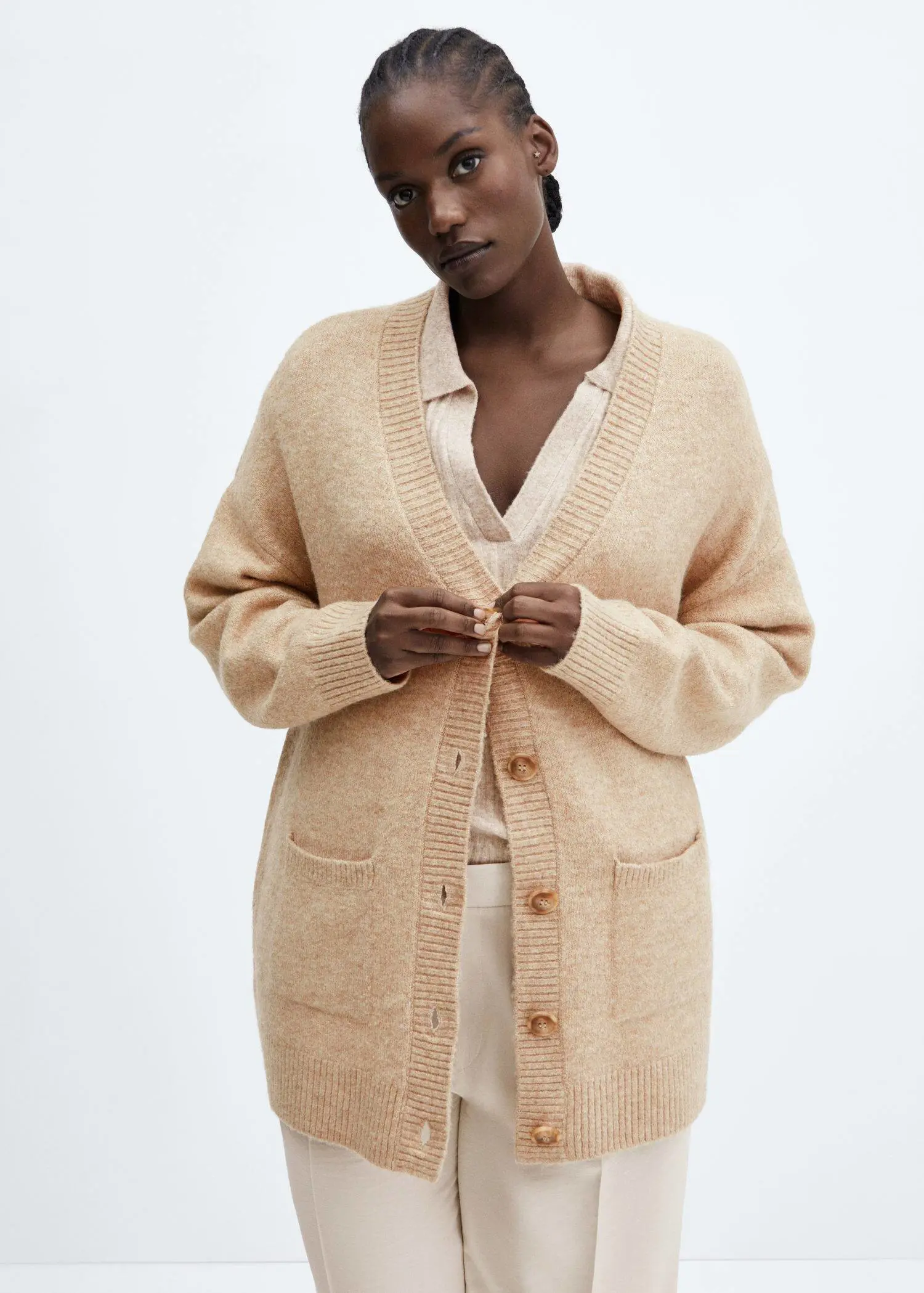 Mango Oversized cardigan with buttons. 1