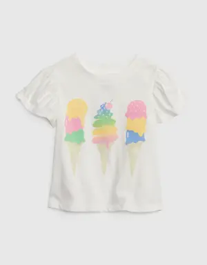 Toddler 100% Organic Cotton Mix and Match Flutter Sleeve T-Shirt white