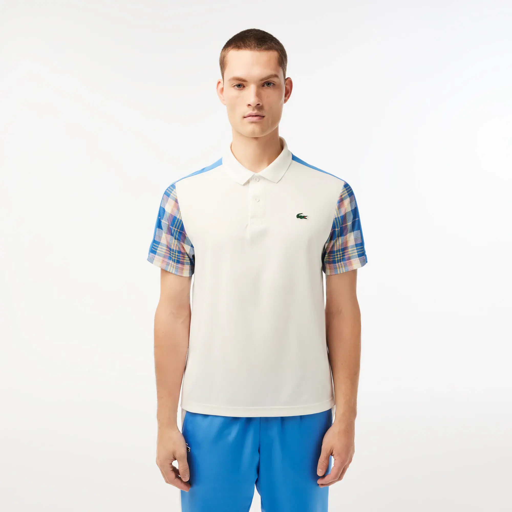 Lacoste Men’s Lacoste Colourblock Checked Polo Shirt. 1