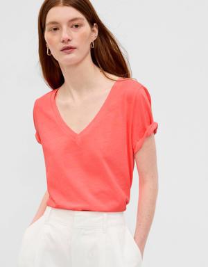 Gap Organic Cotton Vintage V-Neck T-Shirt pink