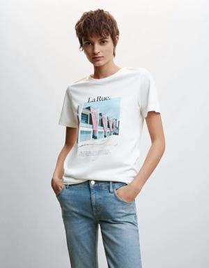 Printed cotton-blend T-shirt
