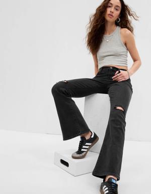 PROJECT GAP Low Rise Y2K Flare Jeans with Washwell black
