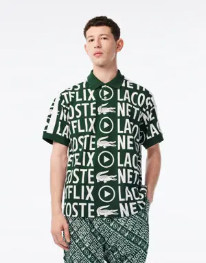 Lacoste Polo estampado de algodón loose fit Lacoste x Netflix para hombre