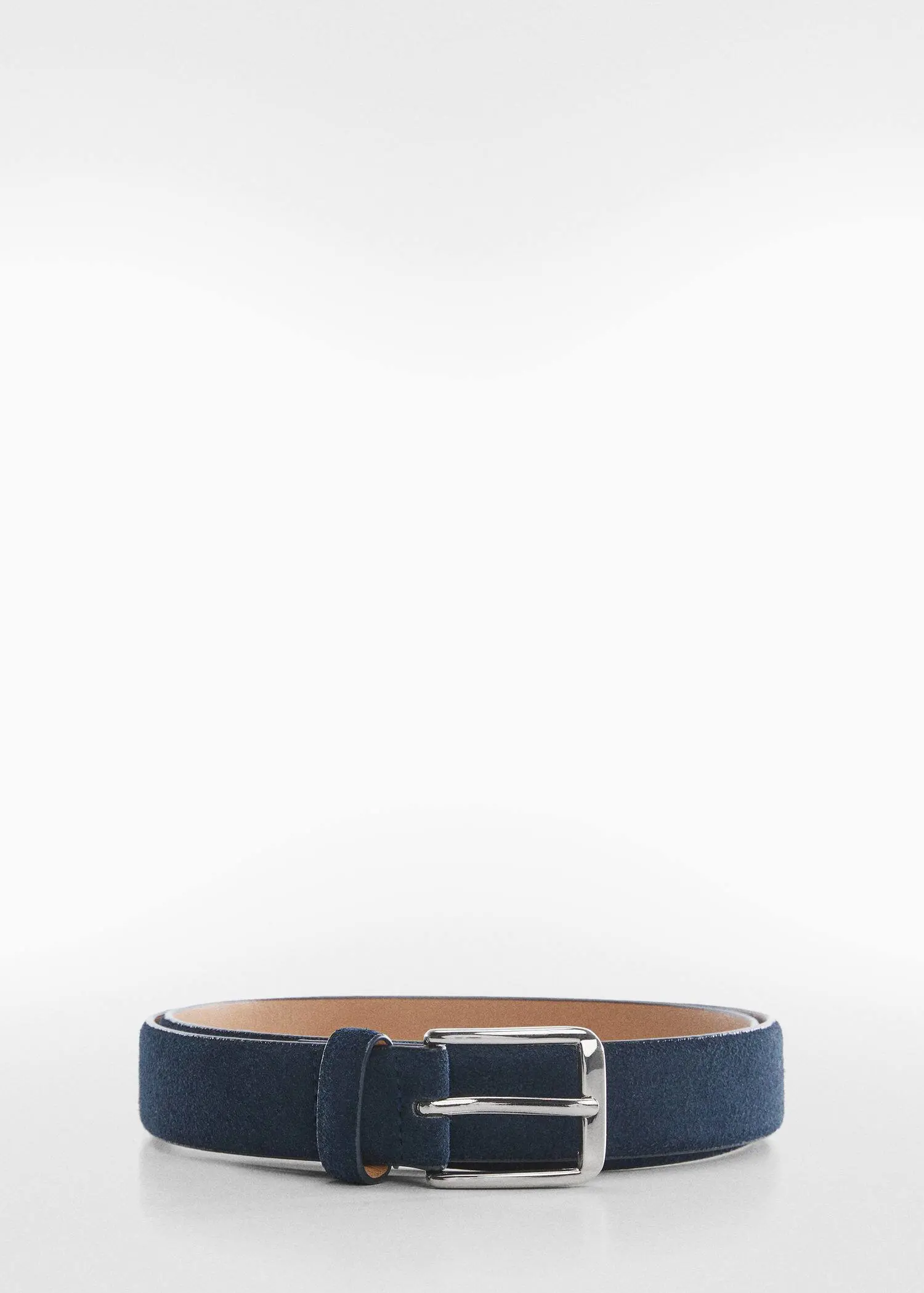 Mango Suede belt. a black belt with a silver buckle on a white background. 