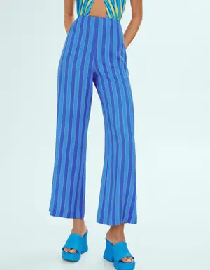 Striped linen-blend pants
