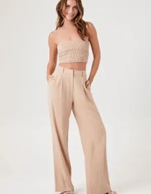 Forever 21 Tube Top &amp; Wide Leg Pants Set Natural