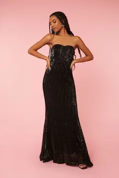 Forever 21 Forever 21 Sequin Sweetheart Mermaid Gown Black. 2