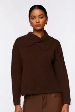 Forever 21 Forever 21 Shawl Collar Drop Sleeve Sweater Coffee. 2