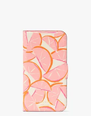 Spencer Grapefruit iPhone 13 Pro Magnetic Wrap Folio Case