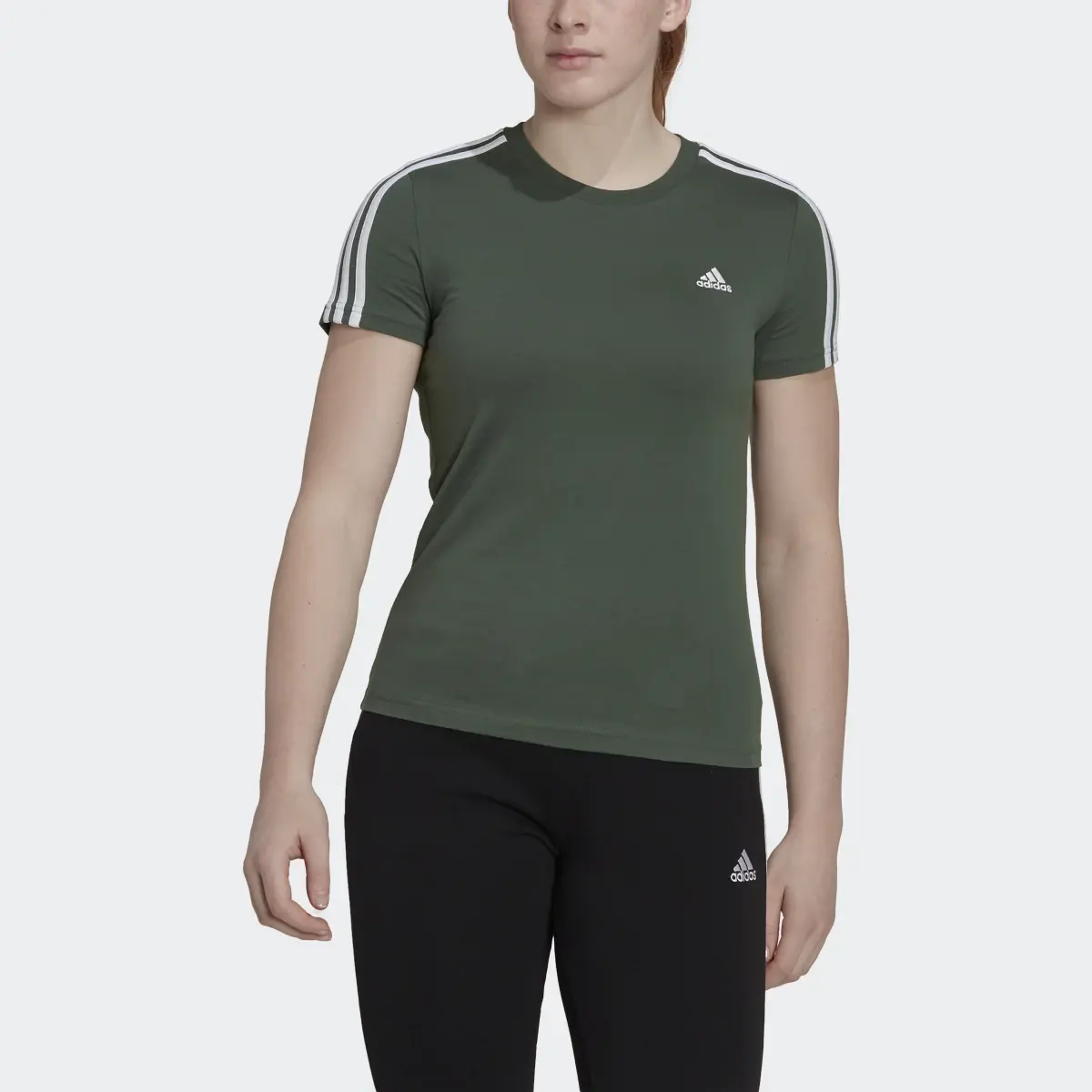 Adidas Essentials Slim 3-Stripes Tee. 1