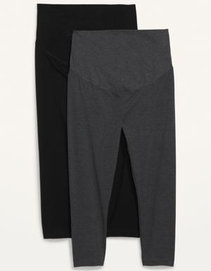 Old Navy Maternity 2-Pack Full-Panel Cropped Jersey Leggings multi