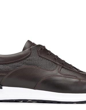 Hakiki Deri Siyah Sneaker Erkek Ayakkabı -11878-