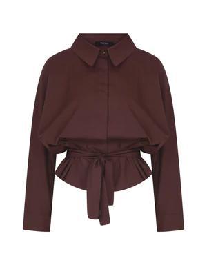 Brown Waist Tie Detail Shirt