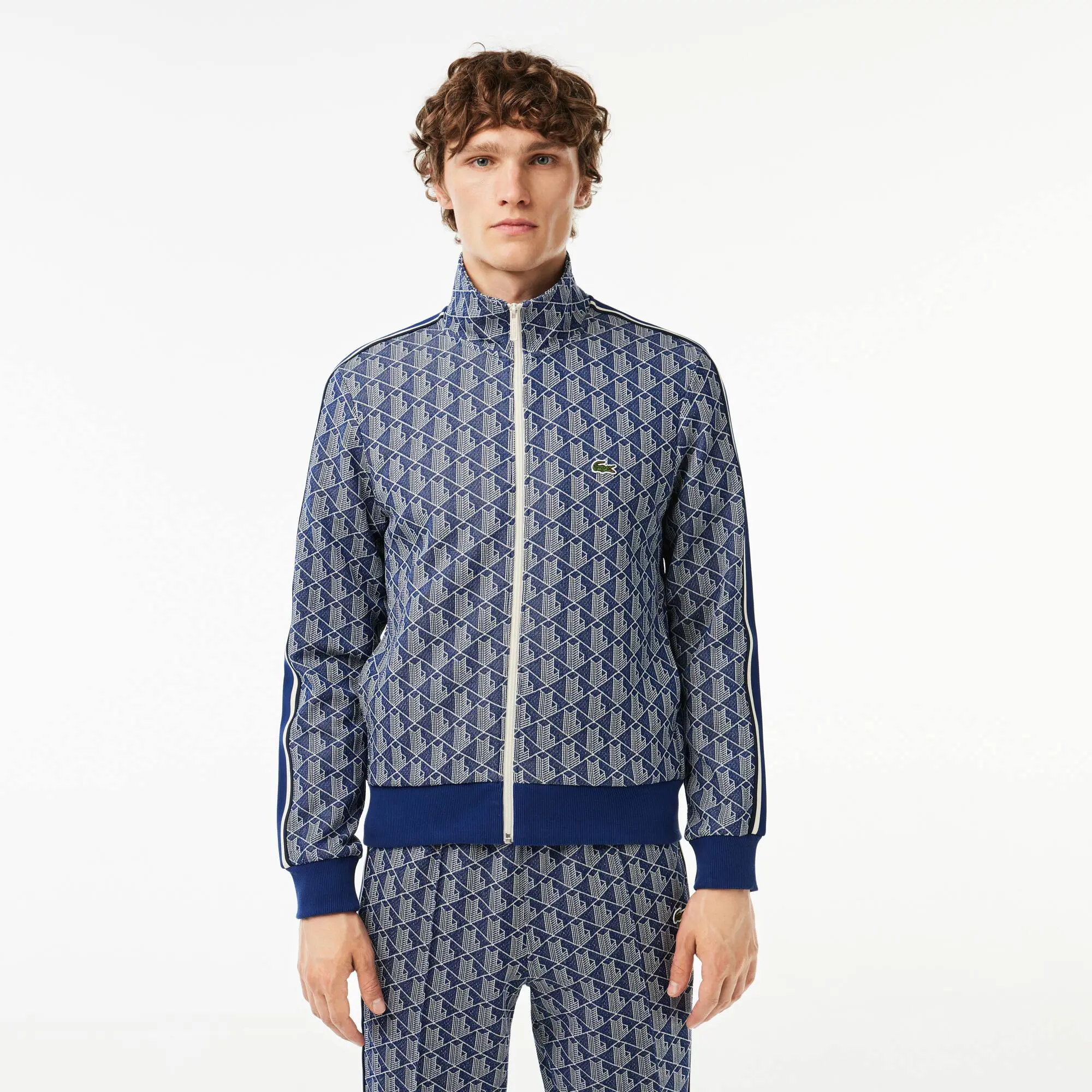 Lacoste Men's Paris Monogram Zip-Up Sweatshirt. 1