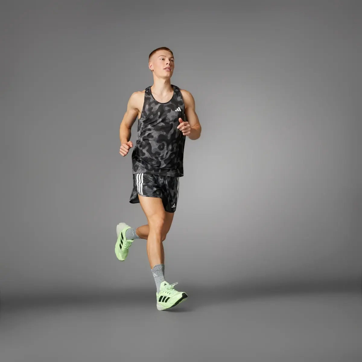 Adidas Own the Run 3-Stripes Allover Print Singlet. 3