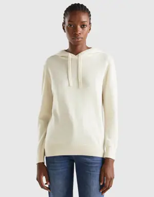 cream white sweater with hood