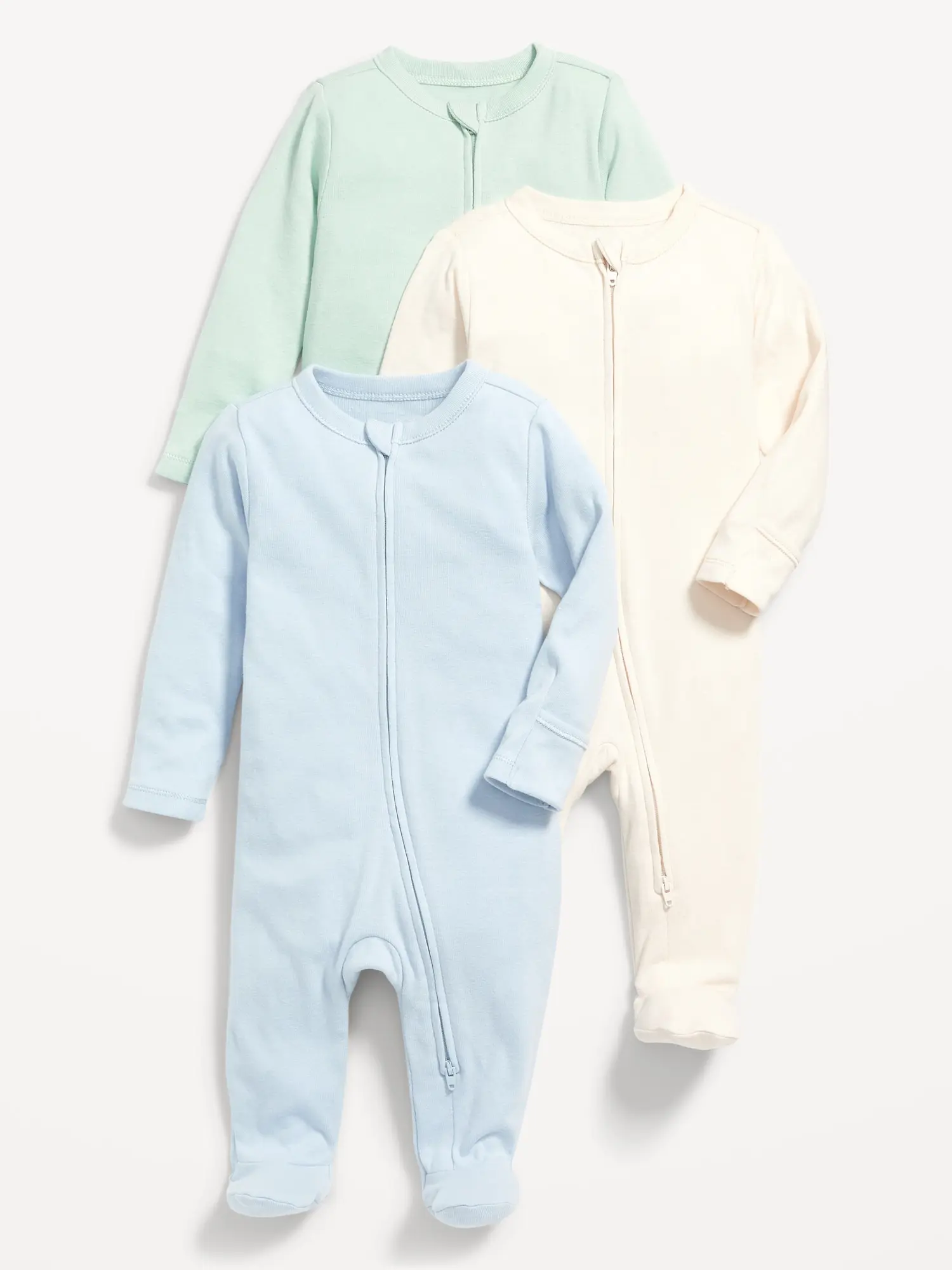 Old Navy 2-Way-Zip Sleep & Play Footed One-Piece 3-Pack for Baby green. 1