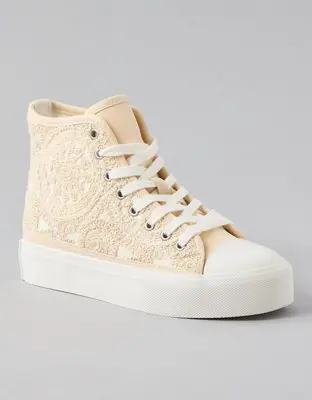 American Eagle Crochet Platform High-Top Sneaker. 1