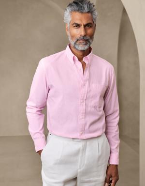 Banana Republic Vieste Untucked Cotton-Linen Shirt pink