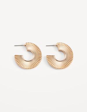 Gold-Plated Textured Open Hoop Earrings for Women gold