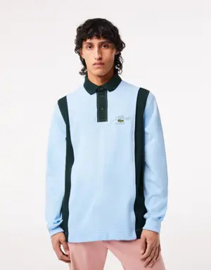 Camisa rugby de algodão orgânico de manga comprida Lacoste para homem