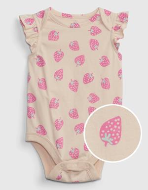 Baby 100% Organic Cotton Mix and Match Flutter Graphic Bodysuit red
