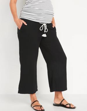 Maternity Rollover-Waist Soft Wide-Leg Pants black