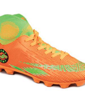 28365 Neon Sarı - Turuncu Çim - Halı Saha Çoraplı Krampon Futbol Ayakkabısı