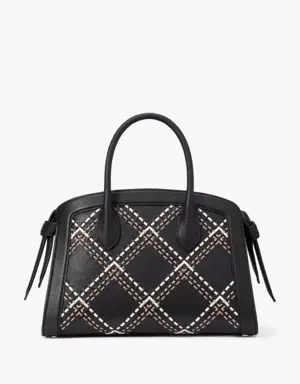 Knott Plaid Stitched Medium Zip-top Satchel